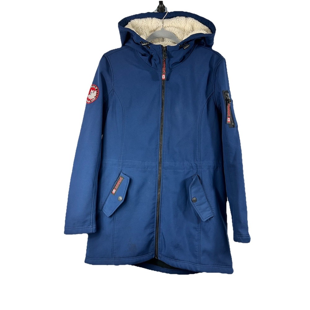 Canada Weather Gear Royal Blue‎ Softshell Winter Coat Sherpa Lined Hood M Winter